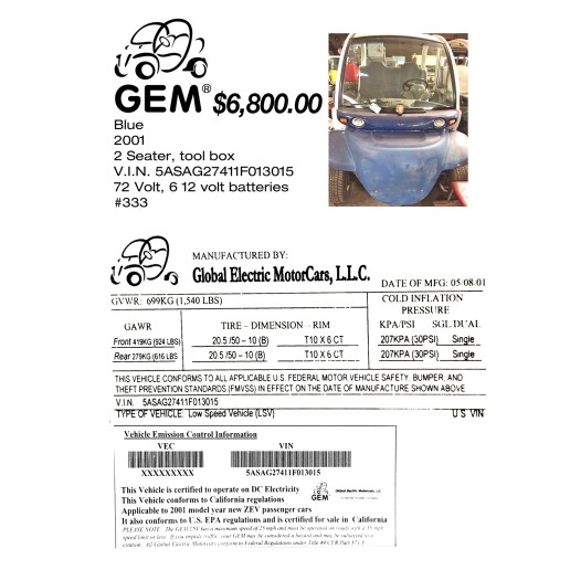 GEM 2001 $6,800.00 negotiable. 