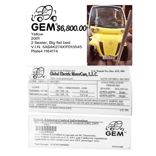 GEM 2001 $6800.00 as is price negotiatable.